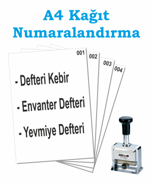 A4 Kağıt Numaralandırma ( Yevmiye, Kebir, Envanter )